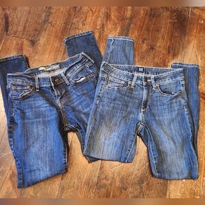 Two-Pair Skinny Denim Jeans, GAP And Old Navy Size 2